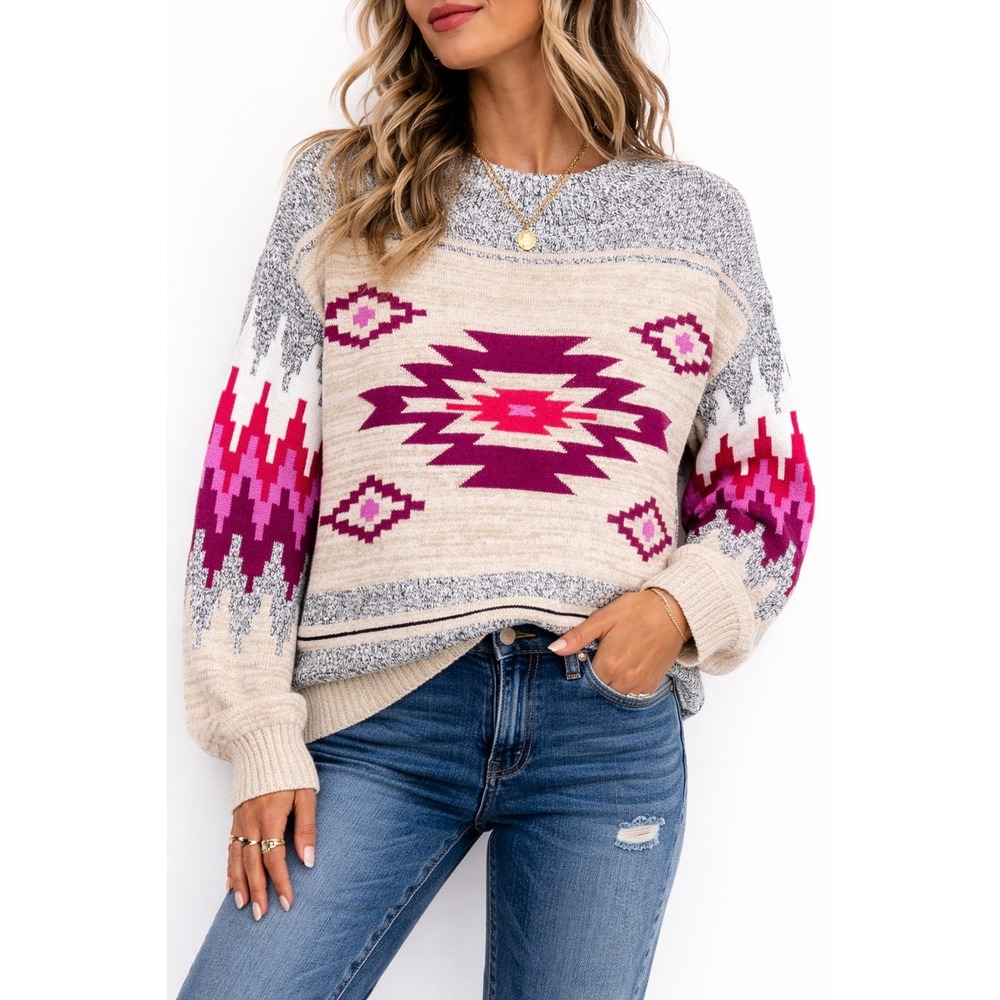 NWT NIC + ZOE L Fall Feelings Knit Sweater Tribal Boho‎ Western